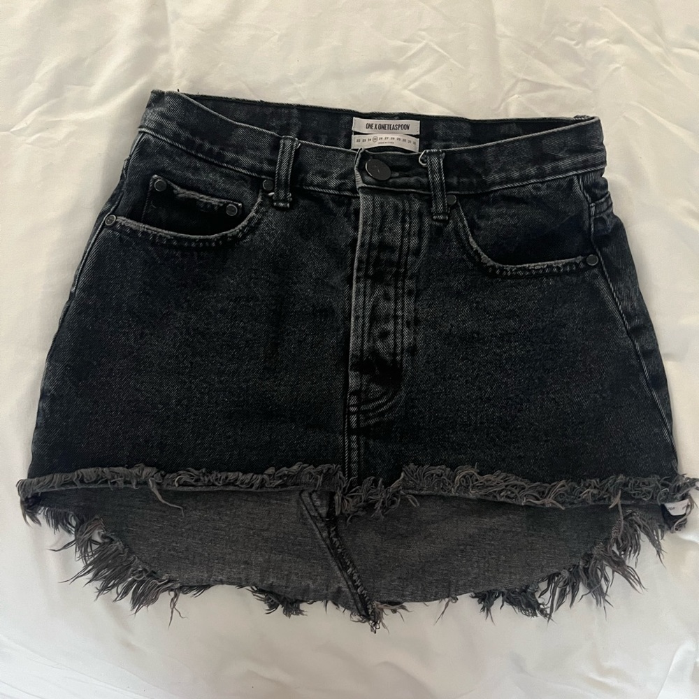 One Teaspoon Black Denim Skirt